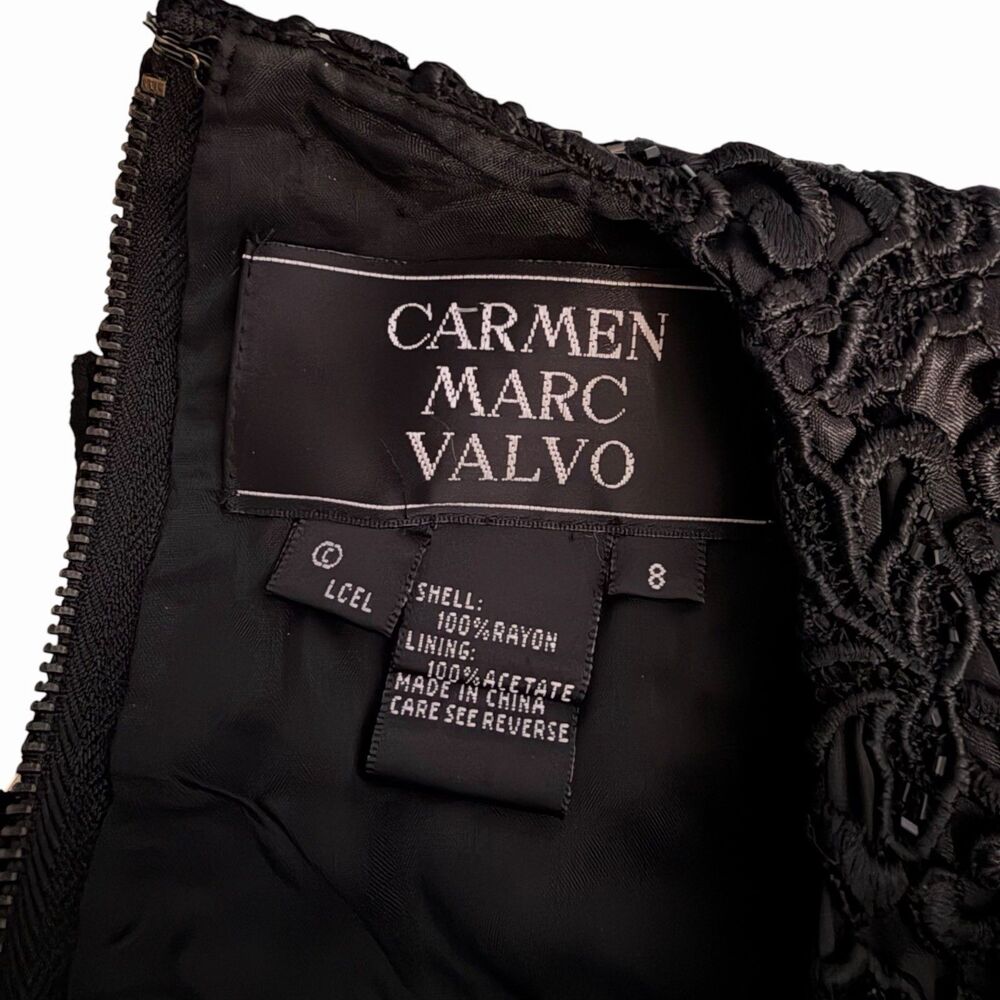 VTG Whimsigoth Carmen Marc Valvo Beaded Black Lace Halter Evening Top Blouse 8 - Picture 10 of 10